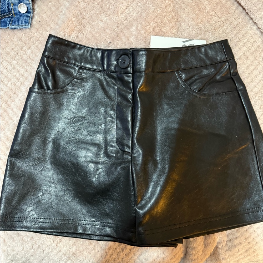 Zara Black Faux Leather Mini Shorts